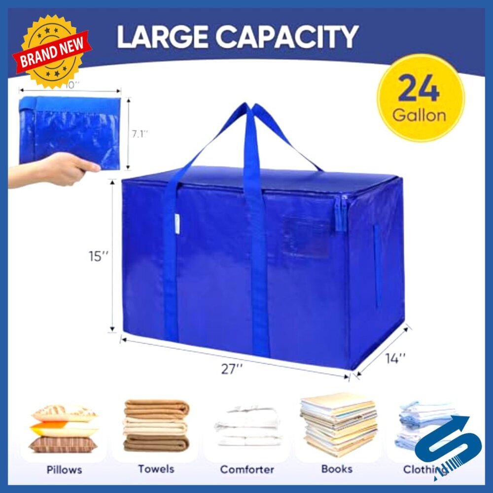 Heavy Duty Extra Large Moving Storage Bags with Zippers Foldable Durable - Picture 5 of 7